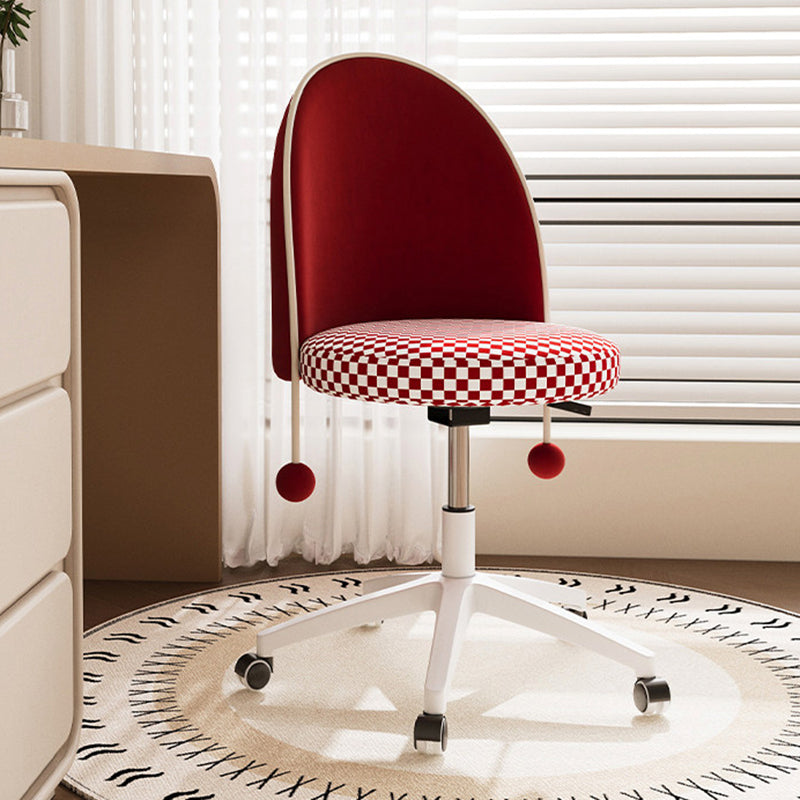 Contemporary Nordic Plastic Stainless Steel Velvet Plywood Curved Rotatable Adjustable Vanity Stool Backrest Armless For Bedroom