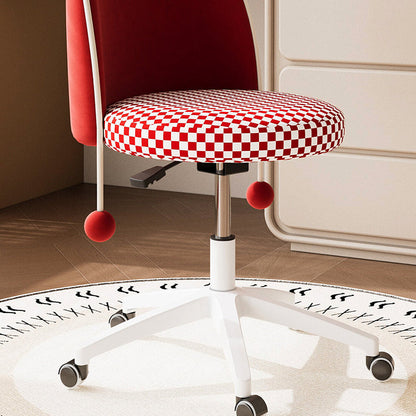 Contemporary Nordic Plastic Stainless Steel Velvet Plywood Curved Rotatable Adjustable Vanity Stool Backrest Armless For Bedroom