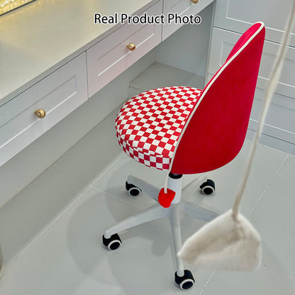 Contemporary Nordic Plastic Stainless Steel Velvet Plywood Curved Rotatable Adjustable Vanity Stool Backrest Armless For Bedroom