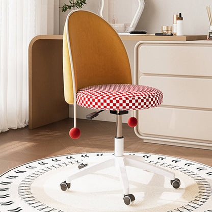 Contemporary Nordic Plastic Stainless Steel Velvet Plywood Curved Rotatable Adjustable Vanity Stool Backrest Armless For Bedroom
