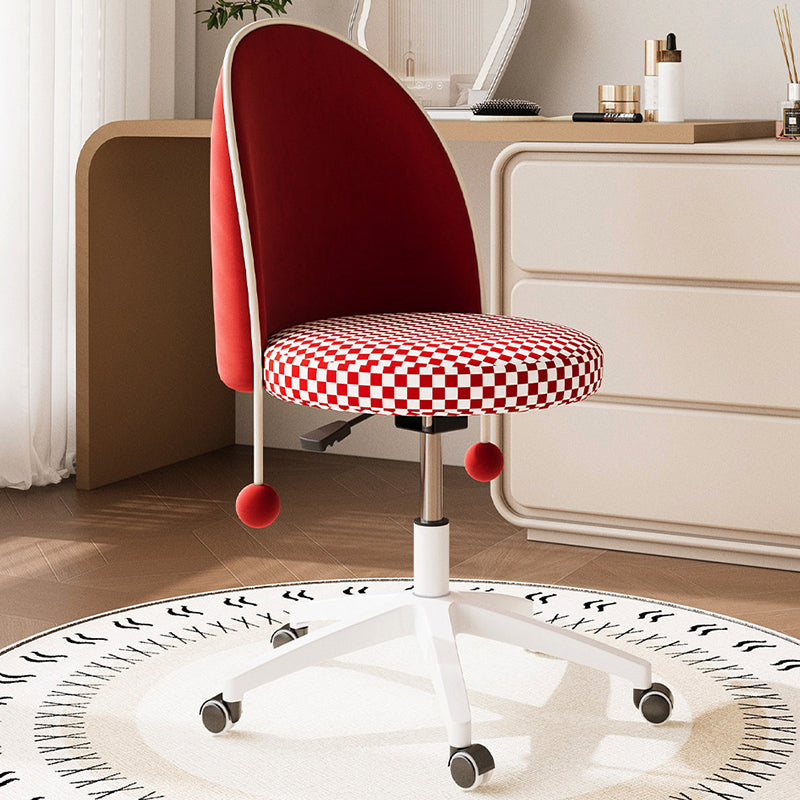 Contemporary Nordic Plastic Stainless Steel Velvet Plywood Curved Rotatable Adjustable Vanity Stool Backrest Armless For Bedroom