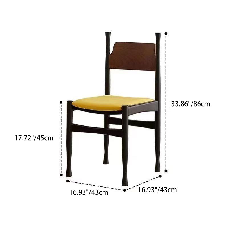 Traditional Chinese Sherpa Fabric Solid Wood Cylindrical Square Dining Chair With Backrest For Dining Room