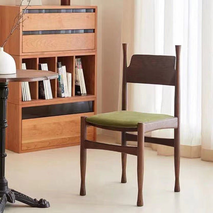 Traditional Chinese Sherpa Fabric Solid Wood Cylindrical Square Dining Chair With Backrest For Dining Room