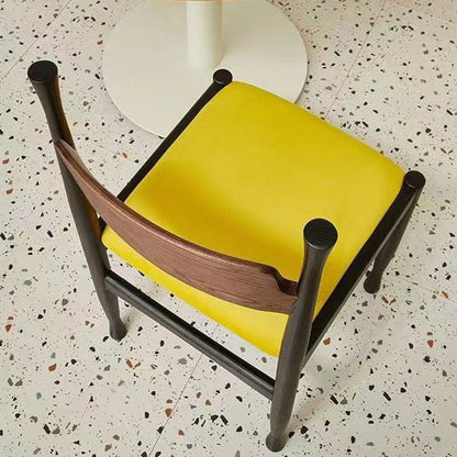 Traditional Chinese Sherpa Fabric Solid Wood Cylindrical Square Dining Chair With Backrest For Dining Room