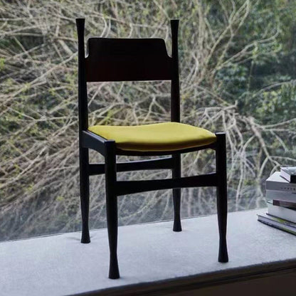 Traditional Chinese Sherpa Fabric Solid Wood Cylindrical Square Dining Chair With Backrest For Dining Room
