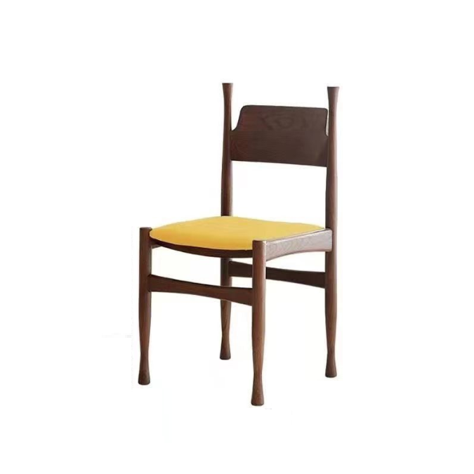 Traditional Chinese Sherpa Fabric Solid Wood Cylindrical Square Dining Chair With Backrest For Dining Room