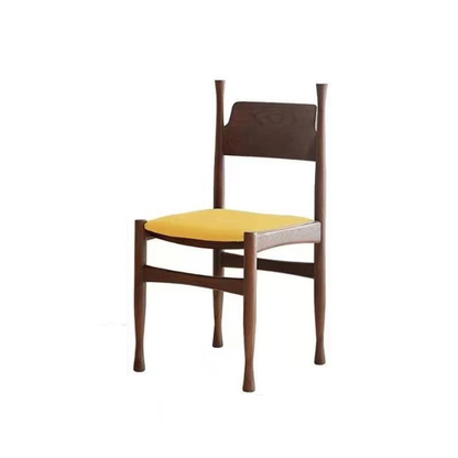 Traditional Chinese Sherpa Fabric Solid Wood Cylindrical Square Dining Chair With Backrest For Dining Room