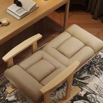 Modern Minimalist Faux Leather Solid Wood Rectangular Accent Chair With Adjustable Backrest Armrests For Living Room