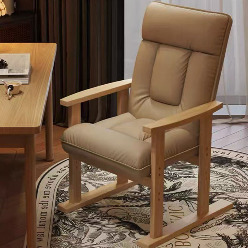 Modern Minimalist Faux Leather Solid Wood Rectangular Accent Chair With Adjustable Backrest Armrests For Living Room