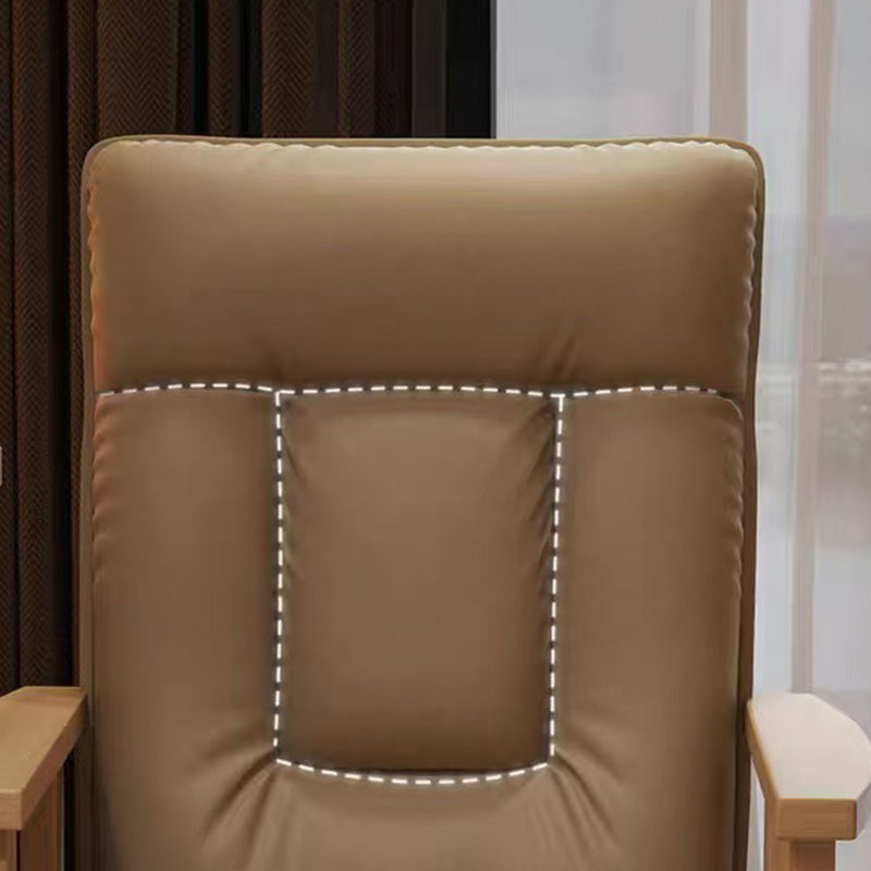 Modern Minimalist Faux Leather Solid Wood Rectangular Accent Chair With Adjustable Backrest Armrests For Living Room