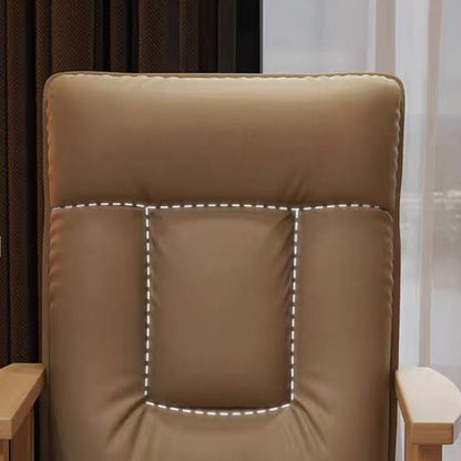 Modern Minimalist Faux Leather Solid Wood Rectangular Accent Chair With Adjustable Backrest Armrests For Living Room