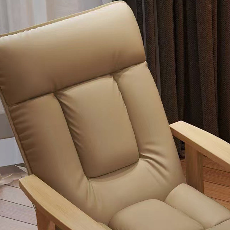 Modern Minimalist Faux Leather Solid Wood Rectangular Accent Chair With Adjustable Backrest Armrests For Living Room