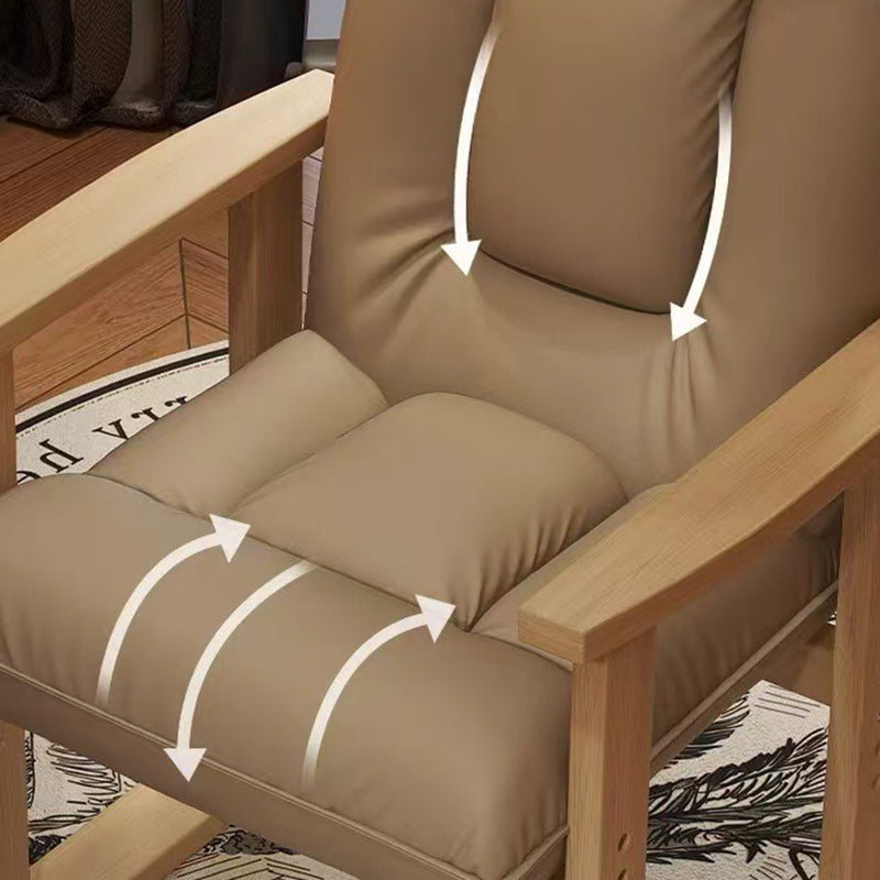 Modern Minimalist Faux Leather Solid Wood Rectangular Accent Chair With Adjustable Backrest Armrests For Living Room