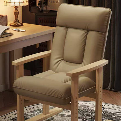 Modern Minimalist Faux Leather Solid Wood Rectangular Accent Chair With Adjustable Backrest Armrests For Living Room