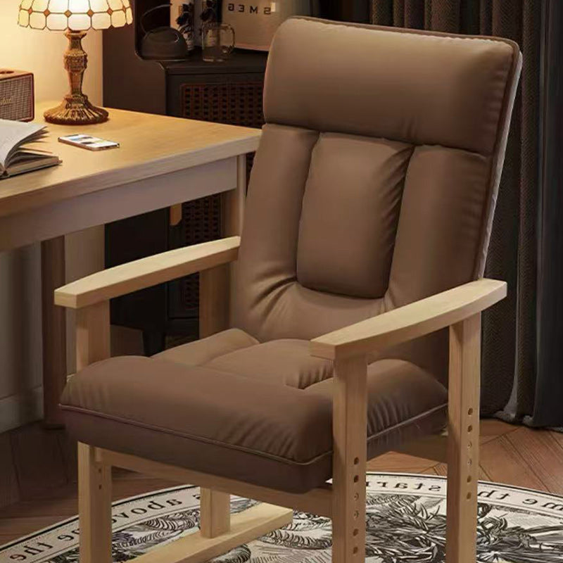 Modern Minimalist Faux Leather Solid Wood Rectangular Accent Chair With Adjustable Backrest Armrests For Living Room