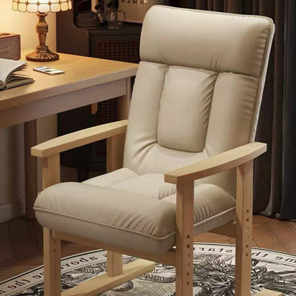Modern Minimalist Faux Leather Solid Wood Rectangular Accent Chair With Adjustable Backrest Armrests For Living Room