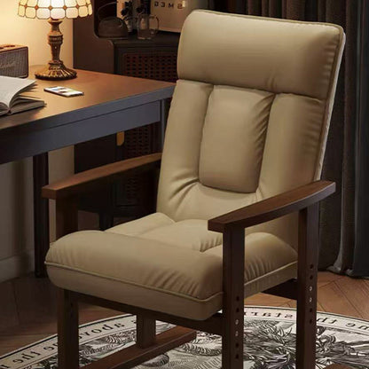 Modern Minimalist Faux Leather Solid Wood Rectangular Accent Chair With Adjustable Backrest Armrests For Living Room