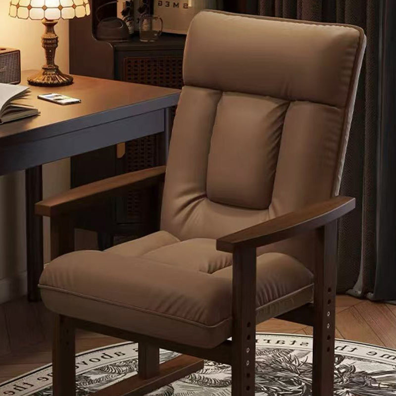 Modern Minimalist Faux Leather Solid Wood Rectangular Accent Chair With Adjustable Backrest Armrests For Living Room