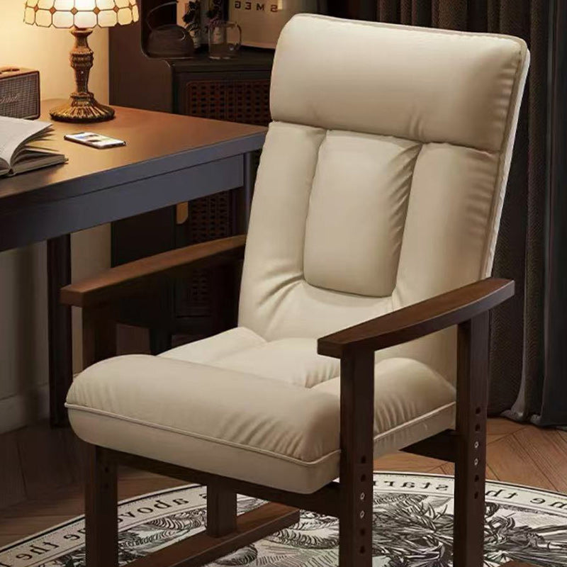 Modern Minimalist Faux Leather Solid Wood Rectangular Accent Chair With Adjustable Backrest Armrests For Living Room