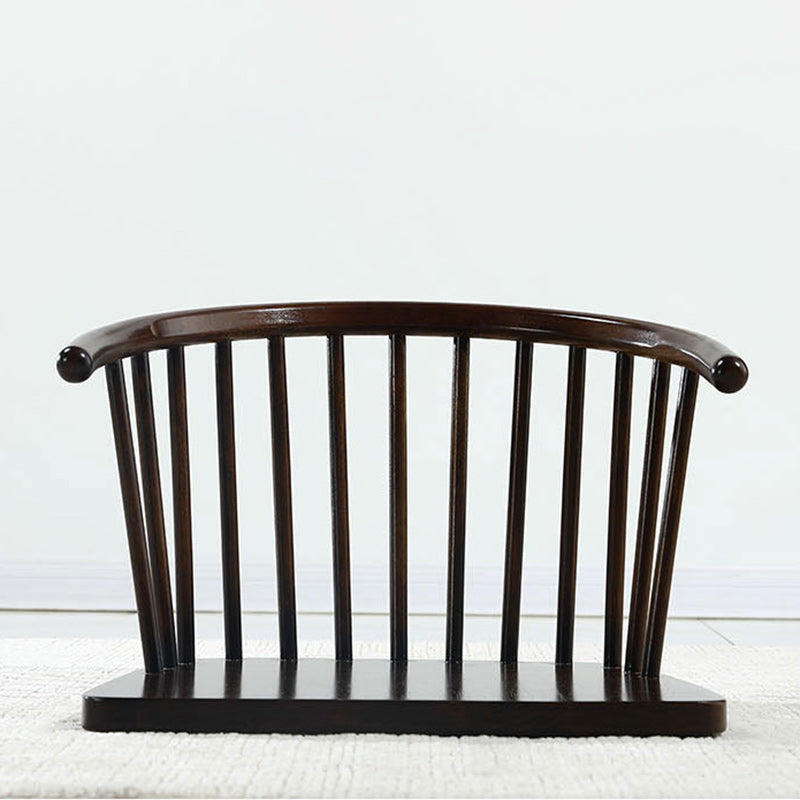 Traditional Japanese Cotton-Linen Solid Wood Curved Floor Chair With Backrest For Living Room