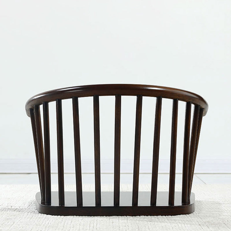 Traditional Japanese Cotton-Linen Solid Wood Curved Floor Chair With Backrest For Living Room