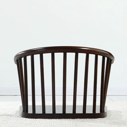 Traditional Japanese Cotton-Linen Solid Wood Curved Floor Chair With Backrest For Living Room
