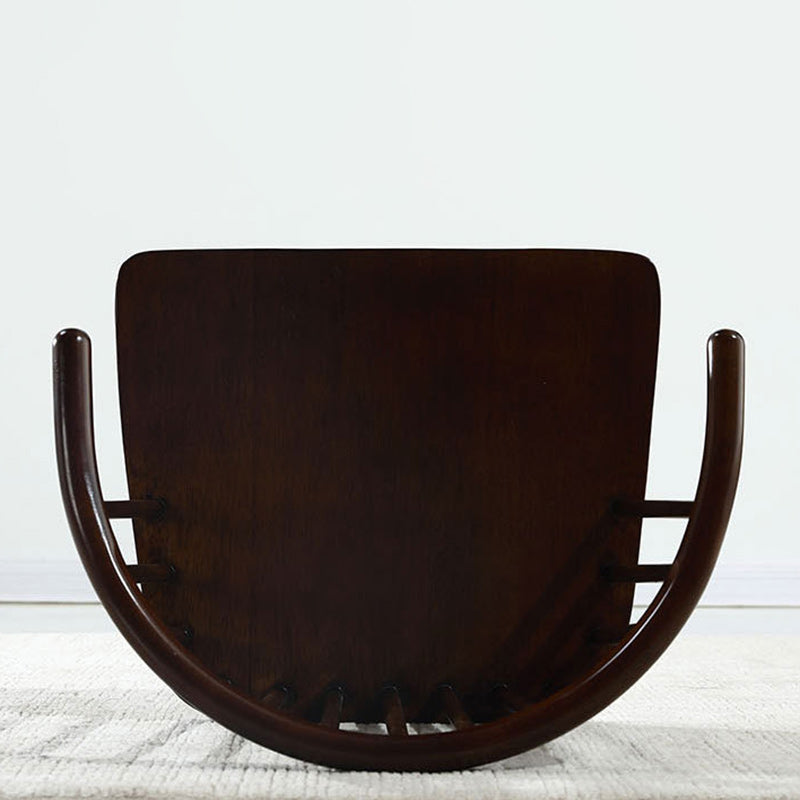 Traditional Japanese Cotton-Linen Solid Wood Curved Floor Chair With Backrest For Living Room