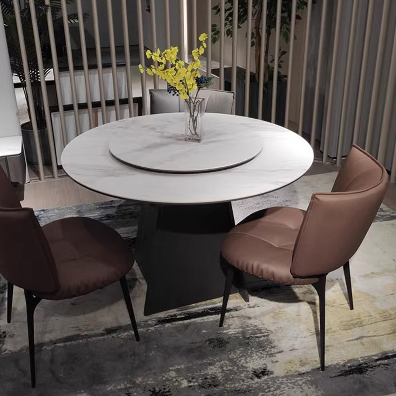 Modern Minimalist Microfiber Leather Metal Curved Square Dining Chair With Backrest For Dining Room