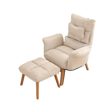 Modern Minimalist Synthetic Fabric Solid Wood Square Reclining Accent Chair With Backrest & Armrest For Living Room