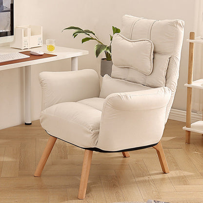Modern Minimalist Synthetic Fabric Solid Wood Square Reclining Accent Chair With Backrest & Armrest For Living Room