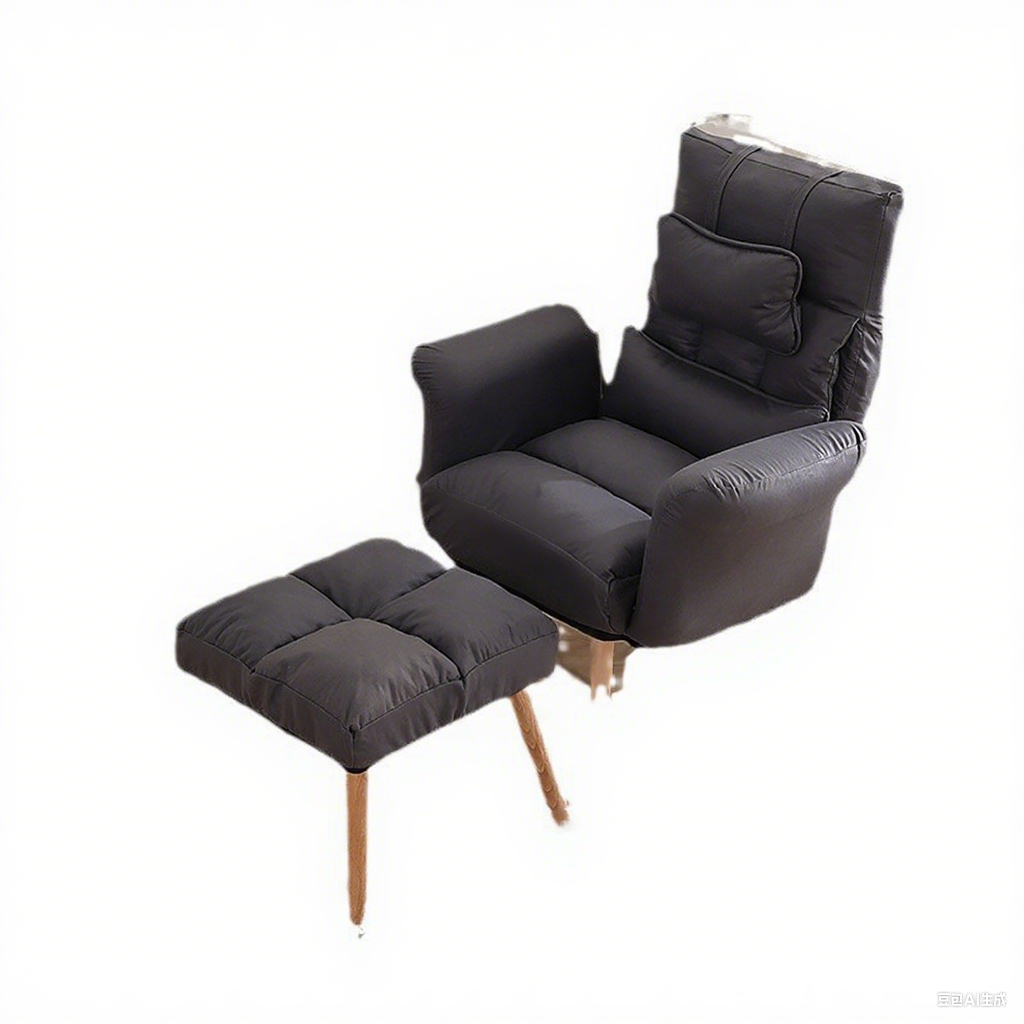 Modern Minimalist Synthetic Fabric Solid Wood Square Reclining Accent Chair With Backrest & Armrest For Living Room