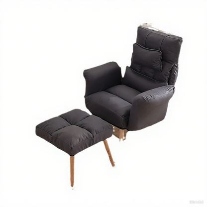 Modern Minimalist Synthetic Fabric Solid Wood Square Reclining Accent Chair With Backrest & Armrest For Living Room