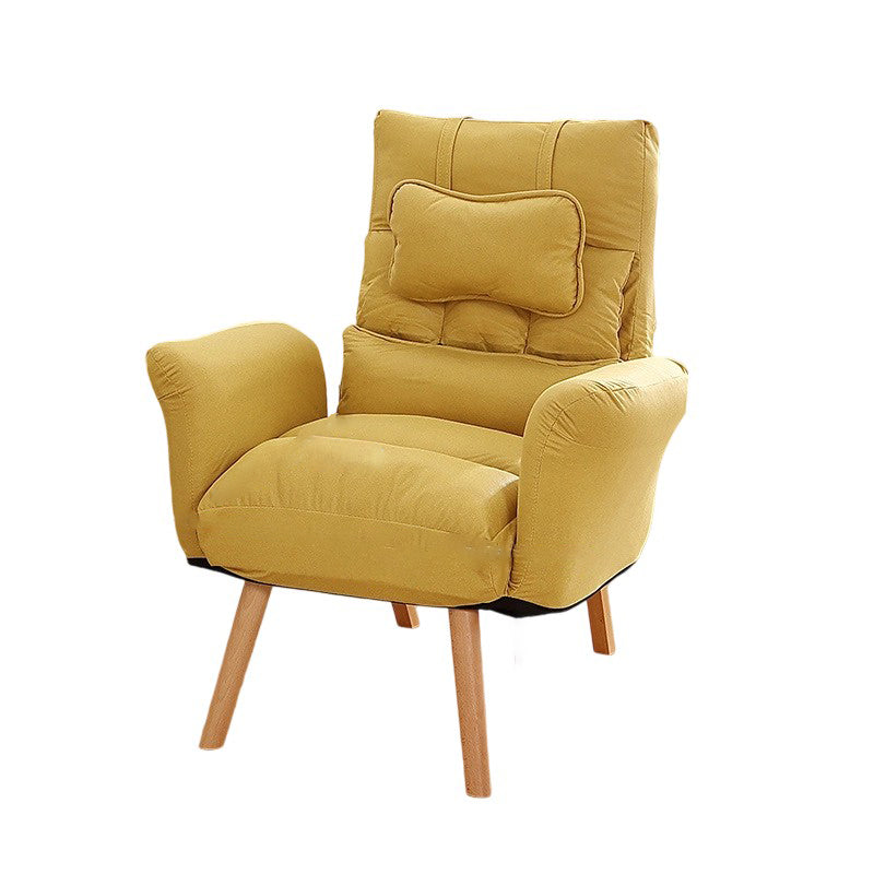 Modern Minimalist Synthetic Fabric Solid Wood Square Reclining Accent Chair With Backrest & Armrest For Living Room