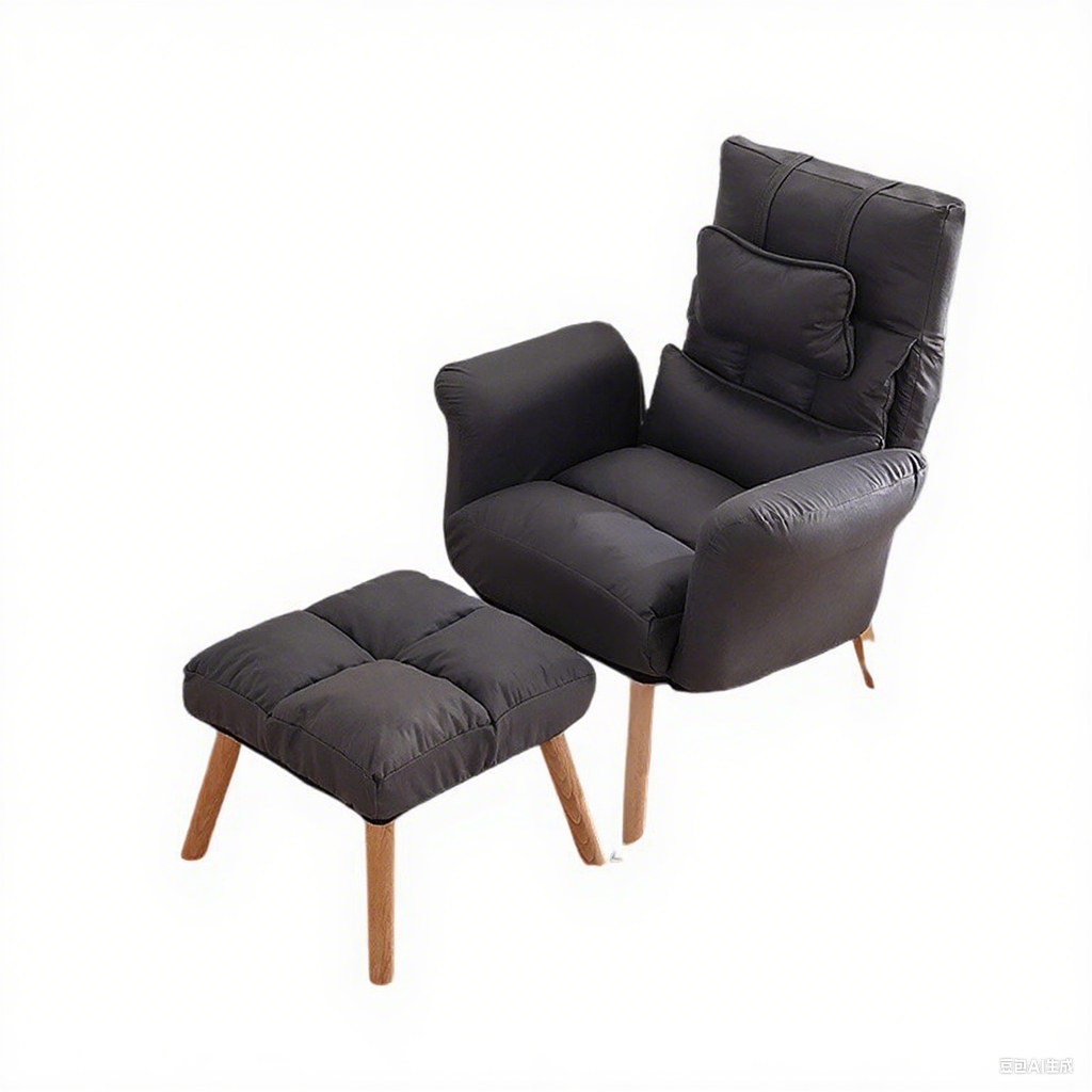 Modern Minimalist Synthetic Fabric Solid Wood Square Reclining Accent Chair With Backrest & Armrest For Living Room
