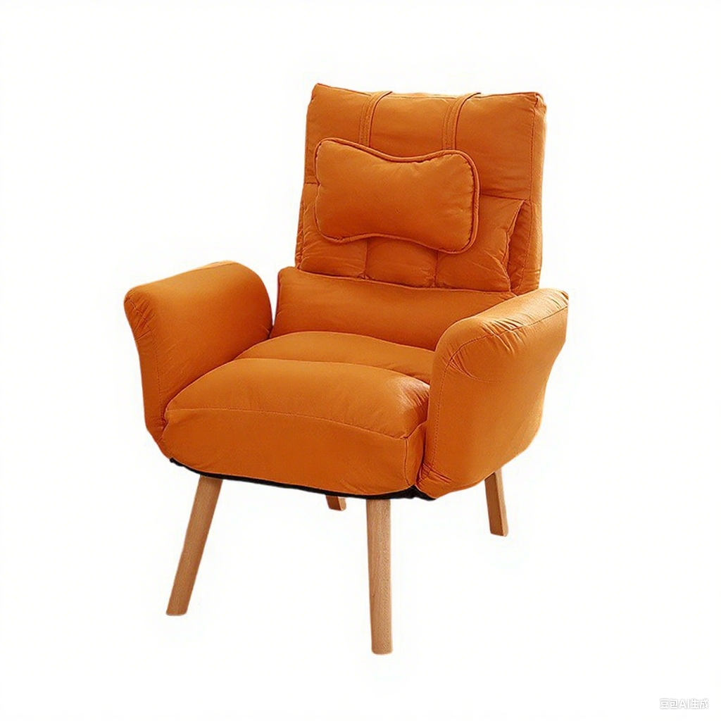 Modern Minimalist Synthetic Fabric Solid Wood Square Reclining Accent Chair With Backrest & Armrest For Living Room