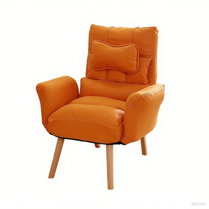 Modern Minimalist Synthetic Fabric Solid Wood Square Reclining Accent Chair With Backrest & Armrest For Living Room