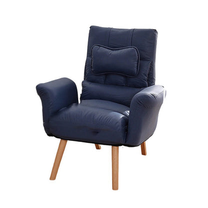Modern Minimalist Synthetic Fabric Solid Wood Square Reclining Accent Chair With Backrest & Armrest For Living Room