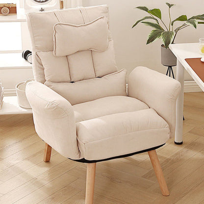 Modern Minimalist Synthetic Fabric Solid Wood Square Reclining Accent Chair With Backrest & Armrest For Living Room