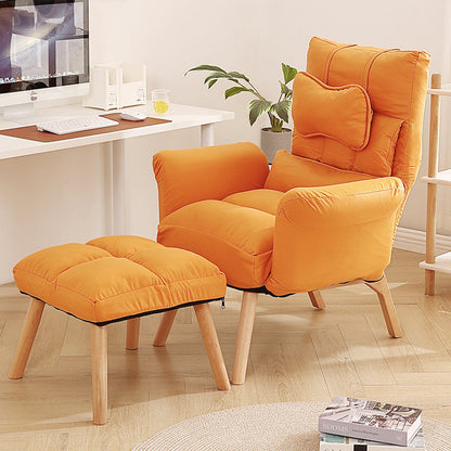 Modern Minimalist Synthetic Fabric Solid Wood Square Reclining Accent Chair With Backrest & Armrest For Living Room