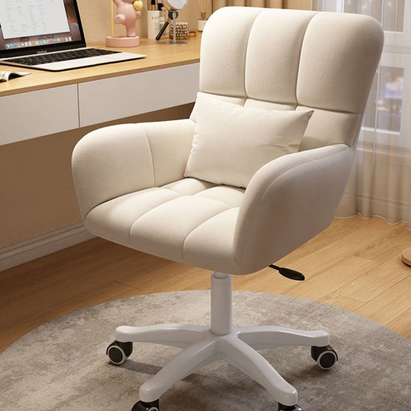Modern Minimalist Velvet Carbon Steel Plaid Desk Chair With Backrest & Armrest For Home Office