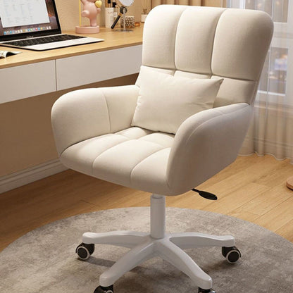 Modern Minimalist Velvet Carbon Steel Plaid Desk Chair With Backrest & Armrest For Home Office