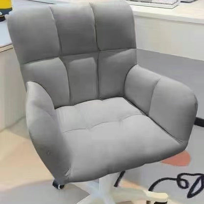 Modern Minimalist Velvet Carbon Steel Plaid Desk Chair With Backrest & Armrest For Home Office
