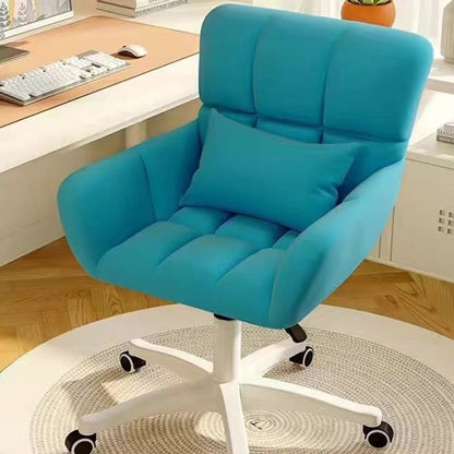 Modern Minimalist Velvet Carbon Steel Plaid Desk Chair With Backrest & Armrest For Home Office