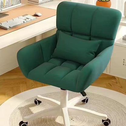 Modern Minimalist Velvet Carbon Steel Plaid Desk Chair With Backrest & Armrest For Home Office
