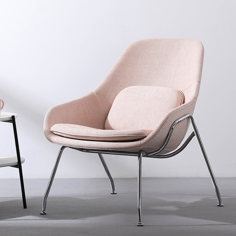 Contemporary Scandinavian Fabric Iron Curved Square Accent Chair With Backrest For Living Room
