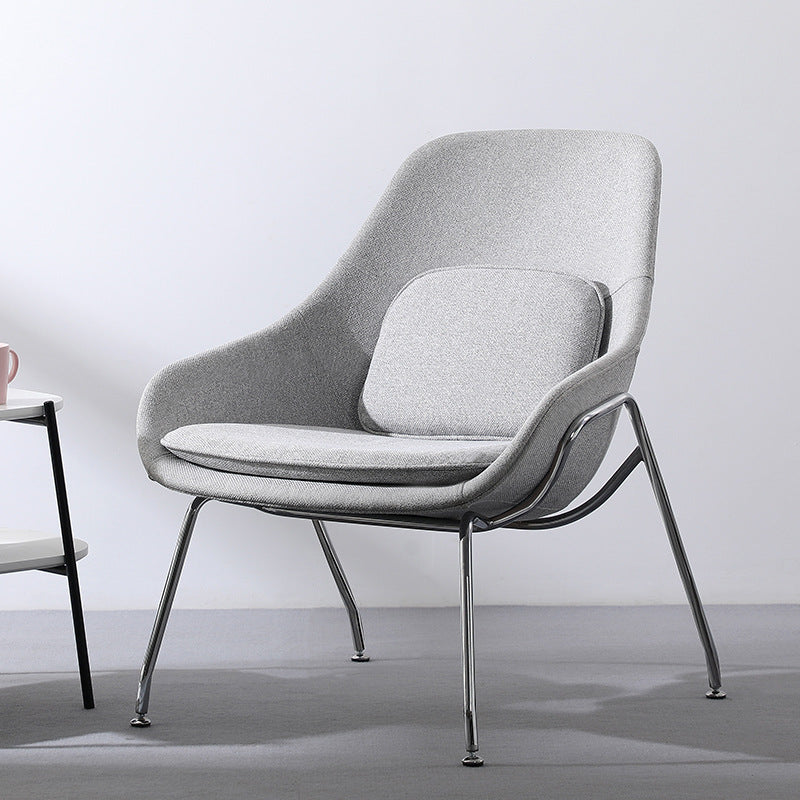 Contemporary Scandinavian Fabric Iron Curved Square Accent Chair With Backrest For Living Room