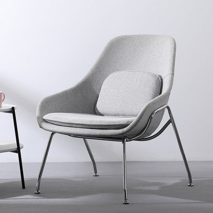 Contemporary Scandinavian Fabric Iron Curved Square Accent Chair With Backrest For Living Room