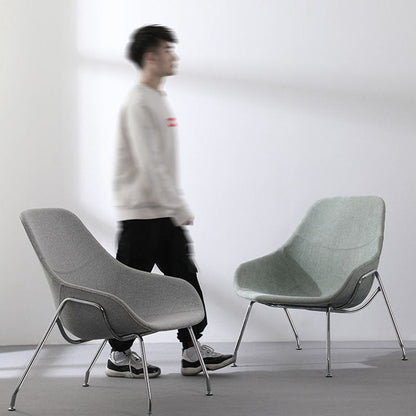Contemporary Scandinavian Fabric Iron Curved Square Accent Chair With Backrest For Living Room