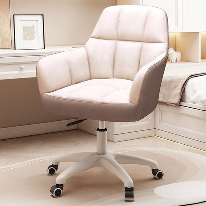Modern Minimal Velvet Synthetic Fabric Metal Grid Pattern Desk Chair With Backrest & Armrest For Home Office