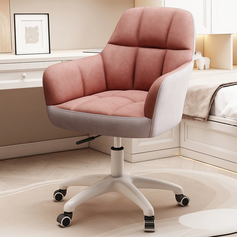 Modern Minimal Velvet Synthetic Fabric Metal Grid Pattern Desk Chair With Backrest & Armrest For Home Office